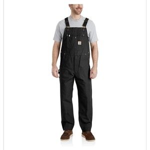 Carhartt Relaxed Fit Duck Bib Overall Zippered Black 100% Cotton Mens 34 X 28